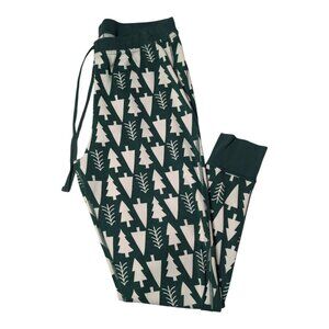 Hanna Andersson Organic Cotton Lounge Pants Large Tree Print Green & White